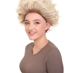 HPO Fancy Blonde Curly Womens Wig | All Back Halloween Wig | Premium Breathable Capless Cap Women's
