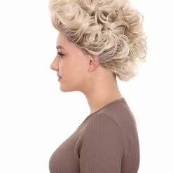 HPO Fancy Blonde Curly Womens Wig | All Back Halloween Wig | Premium Breathable Capless Cap Women's