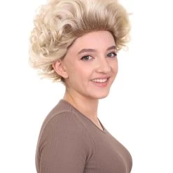 HPO Fancy Blonde Curly Womens Wig | All Back Halloween Wig | Premium Breathable Capless Cap Women's