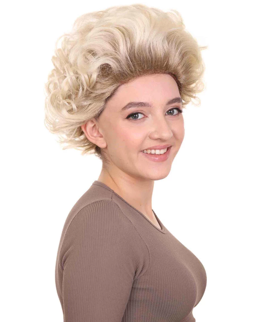 HPO Fancy Blonde Curly Womens Wig | All Back Halloween Wig | Premium Breathable Capless Cap Women's