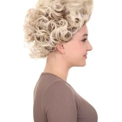 HPO Fancy Blonde Curly Womens Wig | All Back Halloween Wig | Premium Breathable Capless Cap Women's