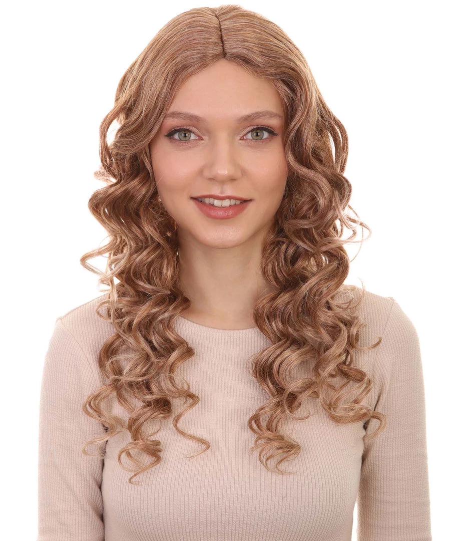 HPO Womens Long Curly Mix-color Blonde Wig | Dramatical Natural Looking Fancy Wig | Premium Breathable Capless Cap