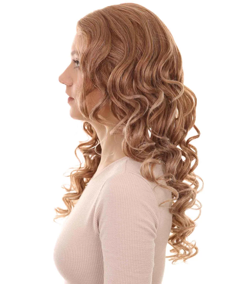 HPO Womens Long Curly Mix-color Blonde Wig | Dramatical Natural Looking Fancy Wig | Premium Breathable Capless Cap