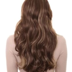 HPO Womens Fashion Highlight Wavy Wig | Brown Fashion Wigs | Premium Breathable Capless Cap Women's