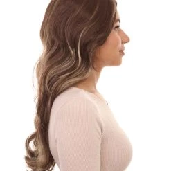 HPO Womens Fashion Highlight Wavy Wig | Brown Fashion Wigs | Premium Breathable Capless Cap Women's