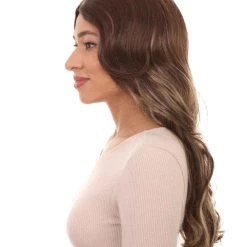 HPO Womens Fashion Highlight Wavy Wig | Brown Fashion Wigs | Premium Breathable Capless Cap Women's