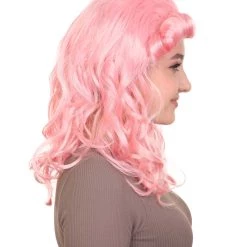 HPO Women's Womens 40's Pin Up Girl Wig | Pink Vintage Wig | Premium Breathable Capless Cap