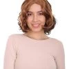 HPO Short Curly Wave Brown Womens Wig | Natural Looking Wig | Premium Breathable Capless Cap Women's