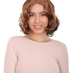HPO Short Curly Wave Brown Womens Wig | Natural Looking Wig | Premium Breathable Capless Cap Women's