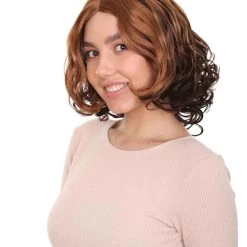 HPO Short Curly Wave Brown Womens Wig | Natural Looking Wig | Premium Breathable Capless Cap Women's