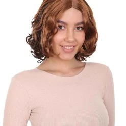 HPO Short Curly Wave Brown Womens Wig | Natural Looking Wig | Premium Breathable Capless Cap Women's