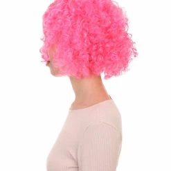 HPO Pink Curly Womens Wig | Party Ready Fancy Cosplay Halloween Wig | Premium Breathable Capless Cap Women's