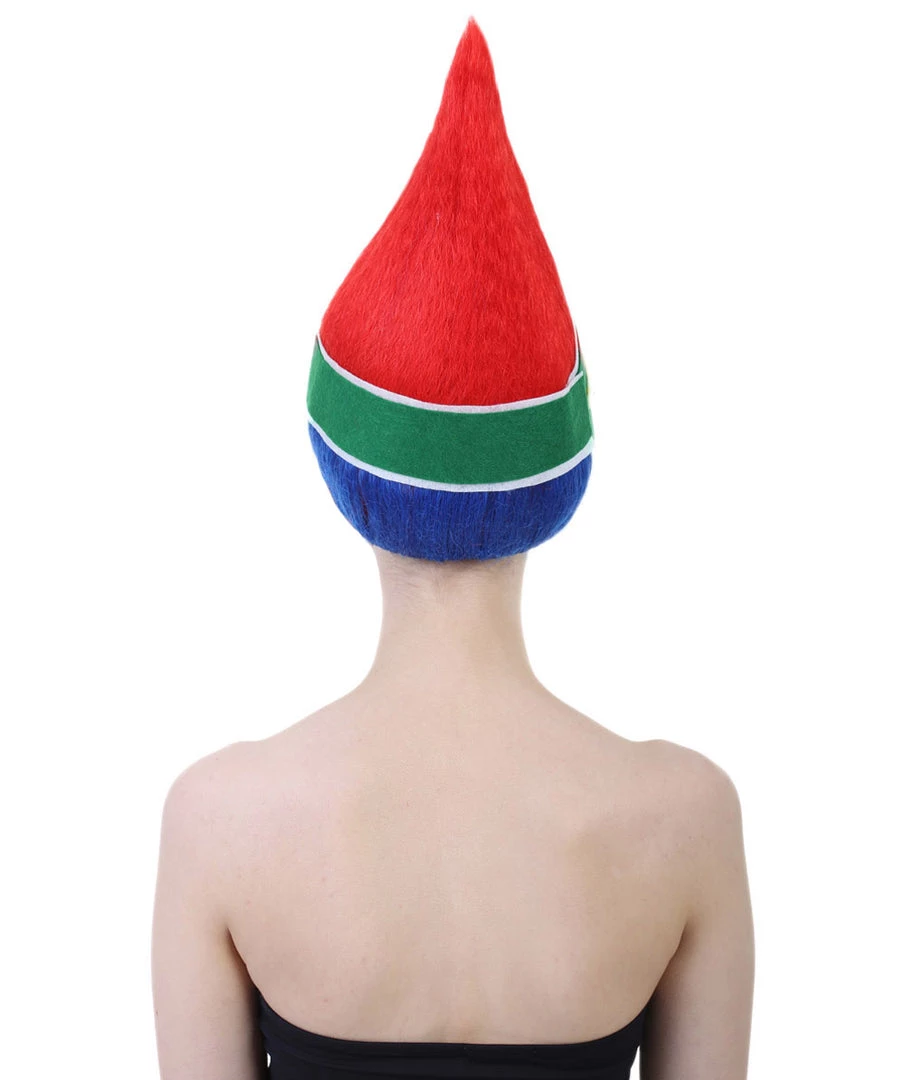 FLAGWIGS Women's South Africa Flag Troll Wig | National Pride Multicolor Sport Wig | Premium Breathable Capless Cap