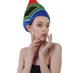 FLAGWIGS Women's South Africa Flag Troll Wig | National Pride Multicolor Sport Wig | Premium Breathable Capless Cap