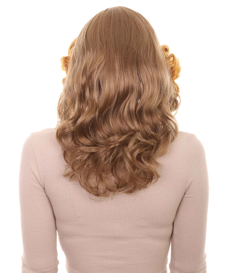 HPO Womens 70's Vintage Housewife Curly Wig | Gold Vintage Wigs | Premium Breathable Capless Cap