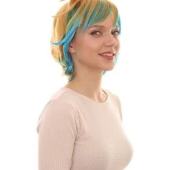 HPO Gaming Womens Wig | Yellow And Blue Anime Cosplay Wigs | Premium Breathable Capless Cap