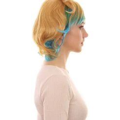 HPO Gaming Womens Wig | Yellow And Blue Anime Cosplay Wigs | Premium Breathable Capless Cap