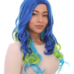 HPO Men's Two-Tone Long Wavy Womens Wig | Sexy Cosplay Party Halloween Wig | Premium Breathable Capless Cap