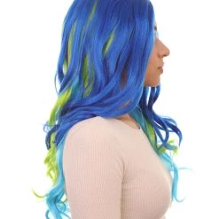 HPO Men's Two-Tone Long Wavy Womens Wig | Sexy Cosplay Party Halloween Wig | Premium Breathable Capless Cap