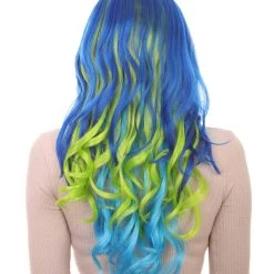 HPO Men's Two-Tone Long Wavy Womens Wig | Sexy Cosplay Party Halloween Wig | Premium Breathable Capless Cap