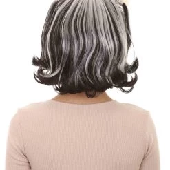 HPO Womens Gothic Pigtail Ghost Witch Bride Zombie Wig With Rose | Two Tones Black And Grey Scary Wigs | Premium Breathable Capless Cap Women's