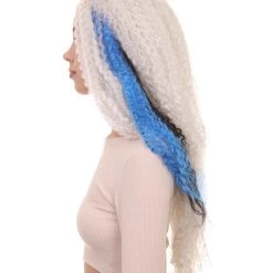 HPO Monster Womens Wig | White Long Curly Wig | Premium Breathable Capless Cap