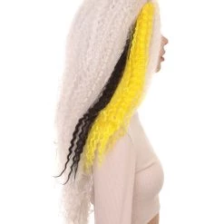 HPO Monster Womens Wig | White Long Curly Wig | Premium Breathable Capless Cap