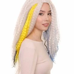 HPO Monster Womens Wig | White Long Curly Wig | Premium Breathable Capless Cap