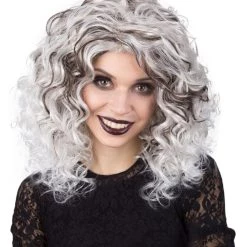 BC Evil Fashionable Queen | Women's Black And White Color Curly Shoulder Length Trendy Evil Fashionable Queen Wig