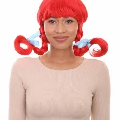 HPO Funny Braids Red Womens Wig | Character Cosplay Halloween Wig Women's