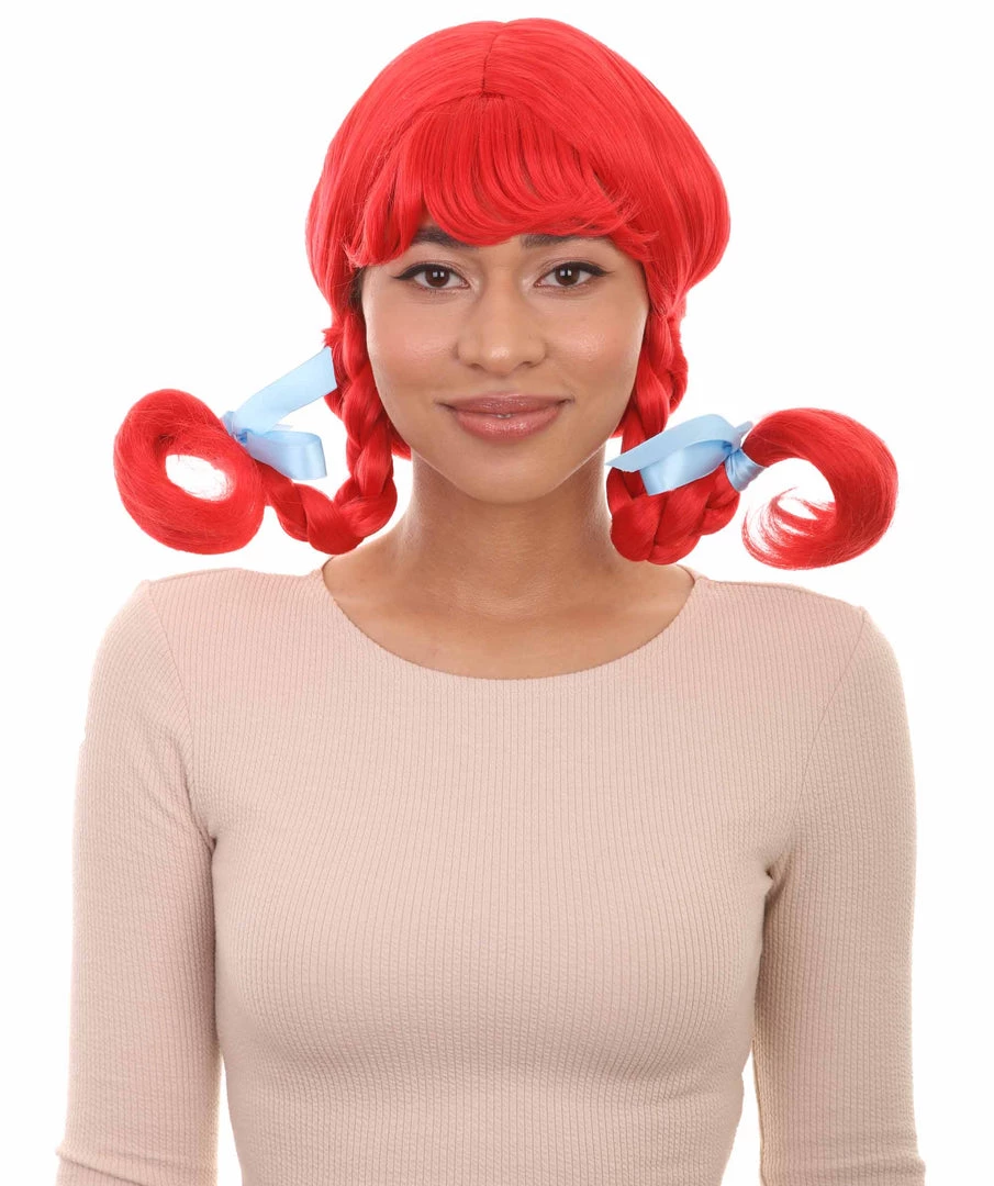 HPO Funny Braids Red Womens Wig | Character Cosplay Halloween Wig Women's