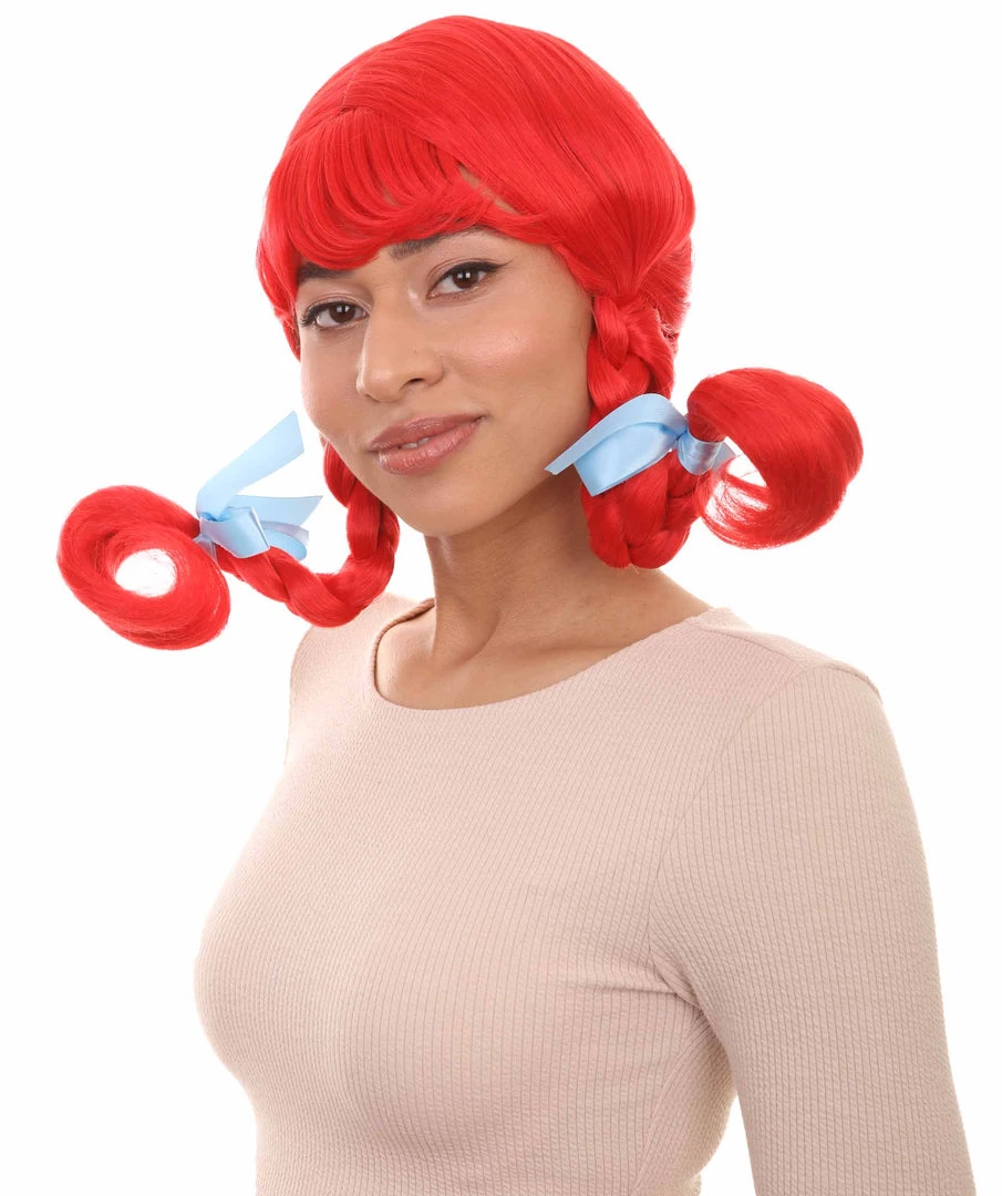 HPO Funny Braids Red Womens Wig | Character Cosplay Halloween Wig Women's