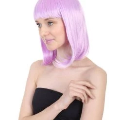 HPO Women's Shoulder Length Party Girl Wig - Aqua Blue, Light Purple Synthetic Fiber Hair