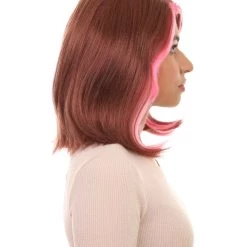 HPO Womens Two-tone Wig | Brown & Pink Party Wigs | Premium Breathable Capless Cap