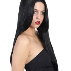 HPO Men's Black Long Straight Womens Wig | Long Straight Cosplay Halloween Wig | Premium Breathable Capless Cap