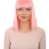 HPO Womens Party Bob Wig | Pink Cosplay Halloween Bob Wigs | Premium Breathable Capless Cap