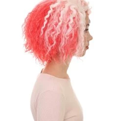 HPO Womens Pink White Ombre Doll Curly Wig | Ombre Fashion Wigs | Premium Breathable Capless Cap