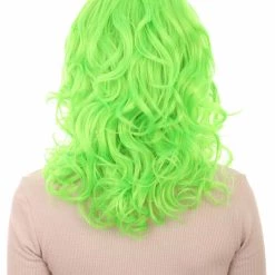 HPO Womens Neon Green Curly Wave Wig | Green Neon Wigs | Premium Breathable Capless Cap