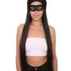 HPO 30" Womens Superwoman Wig | Violet Parr Black Wig With Mask Set | TV/Movie Wigs | Premium Breathable Capless Cap