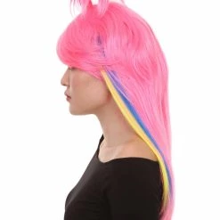 HPO Fantasy Pink Womens Wig | Fancy Colorful Cosplay Halloween Wig | Premium Breathable Capless Cap