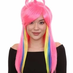HPO Fantasy Pink Womens Wig | Fancy Colorful Cosplay Halloween Wig | Premium Breathable Capless Cap
