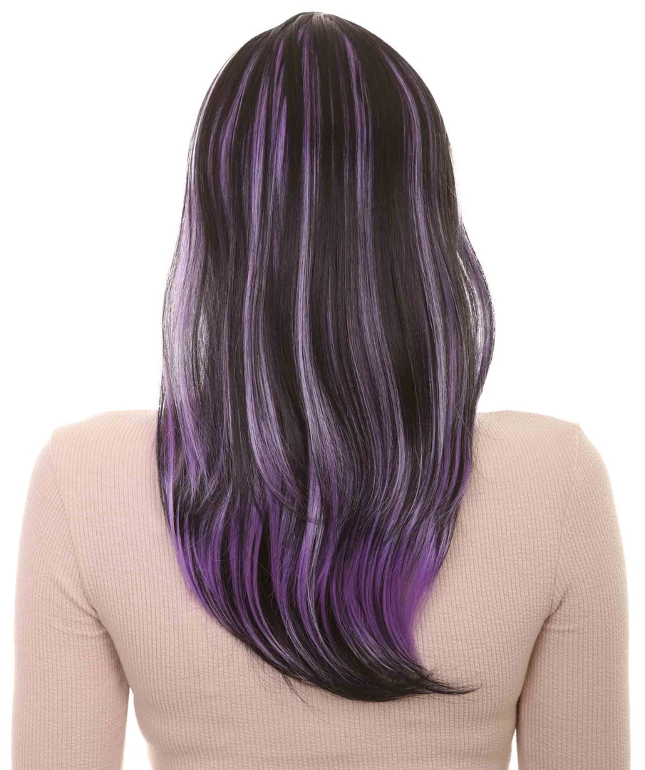 HPO Glamour Witch Womens Wig | Purple Black Sexy Cosplay Party Halloween Wig | Premium Breathable Capless Cap Women's