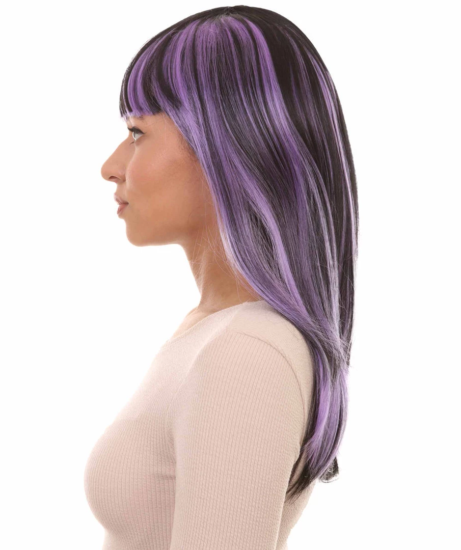 HPO Glamour Witch Womens Wig | Purple Black Sexy Cosplay Party Halloween Wig | Premium Breathable Capless Cap Women's