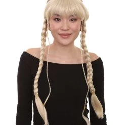 HPO Blonde Braided Renaissance Womens Wig | Historical Period Wig | Premium Breathable Capless Cap