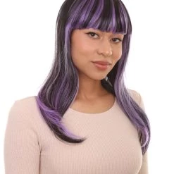 HPO Glamour Witch Womens Wig | Purple Black Sexy Cosplay Party Halloween Wig | Premium Breathable Capless Cap Women's