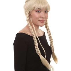 HPO Blonde Braided Renaissance Womens Wig | Historical Period Wig | Premium Breathable Capless Cap