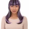 HPO Glamour Witch Womens Wig | Purple Black Sexy Cosplay Party Halloween Wig | Premium Breathable Capless Cap Women's