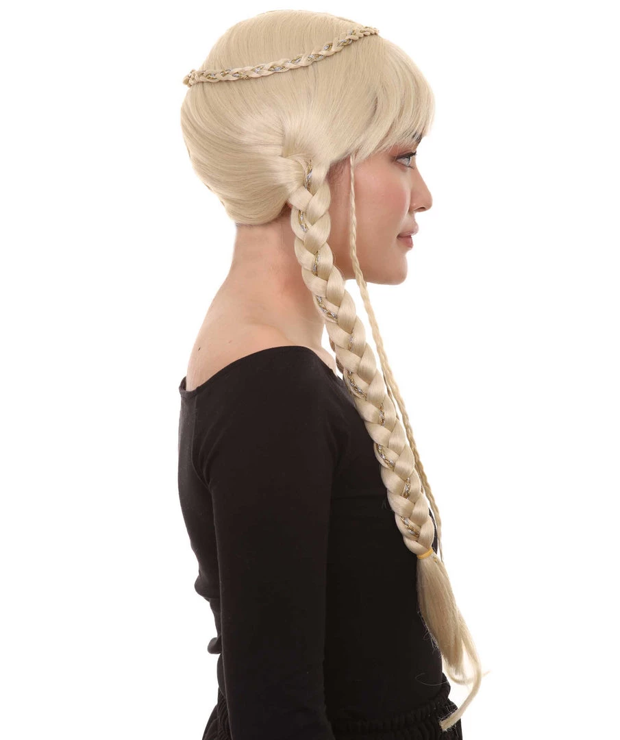 HPO Blonde Braided Renaissance Womens Wig | Historical Period Wig | Premium Breathable Capless Cap