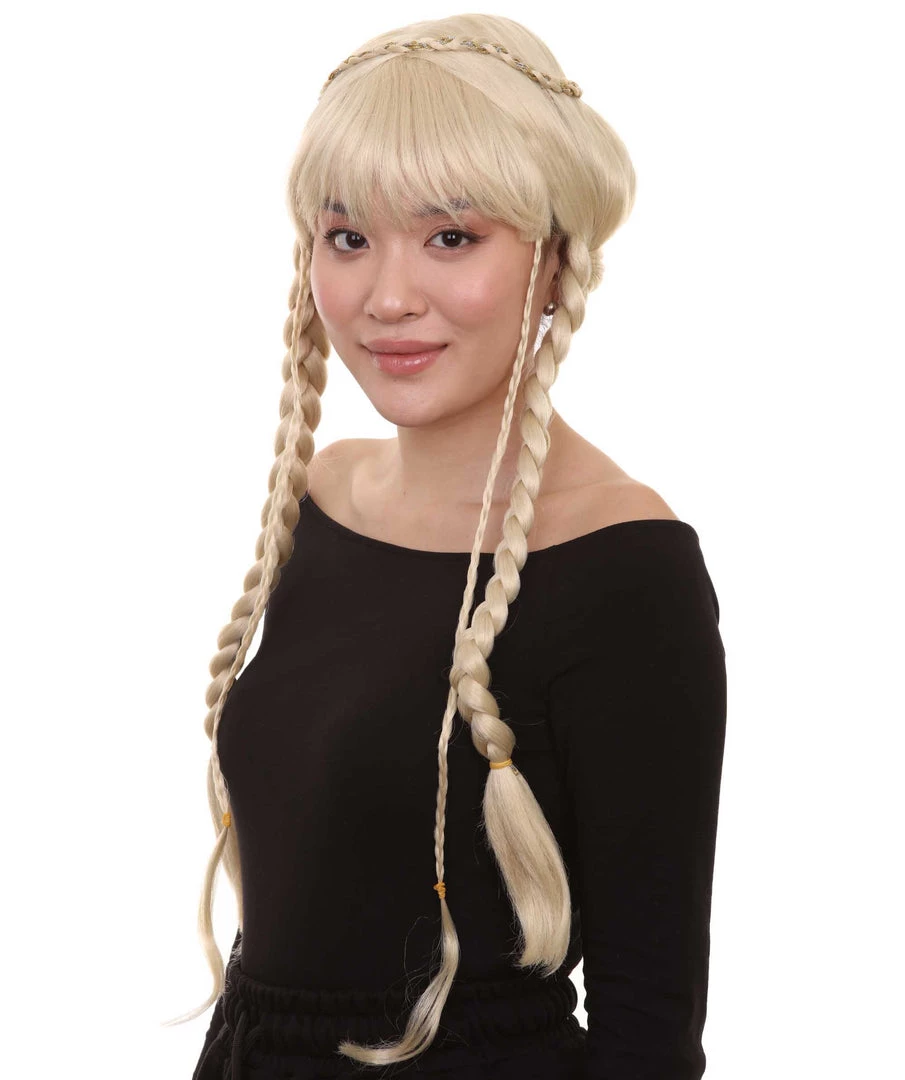 HPO Blonde Braided Renaissance Womens Wig | Historical Period Wig | Premium Breathable Capless Cap