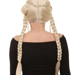 HPO Blonde Braided Renaissance Womens Wig | Historical Period Wig | Premium Breathable Capless Cap